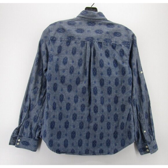 LL Bean Top 0 Signature Shirt Chambray Aztec Button Down Flap Pocket - Picture 7 of 11